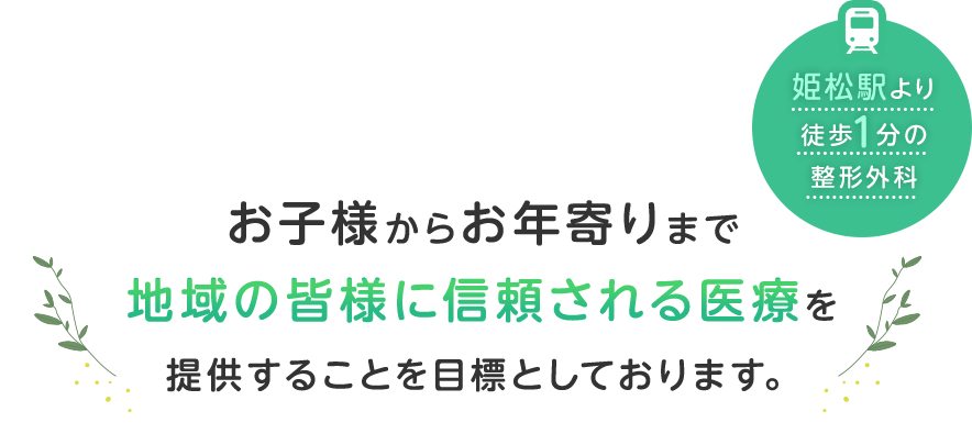 姫松駅より徒歩1分の整形外科。お子様からお年寄りまで地域の皆様に信頼される医療を提供することを目標としております。